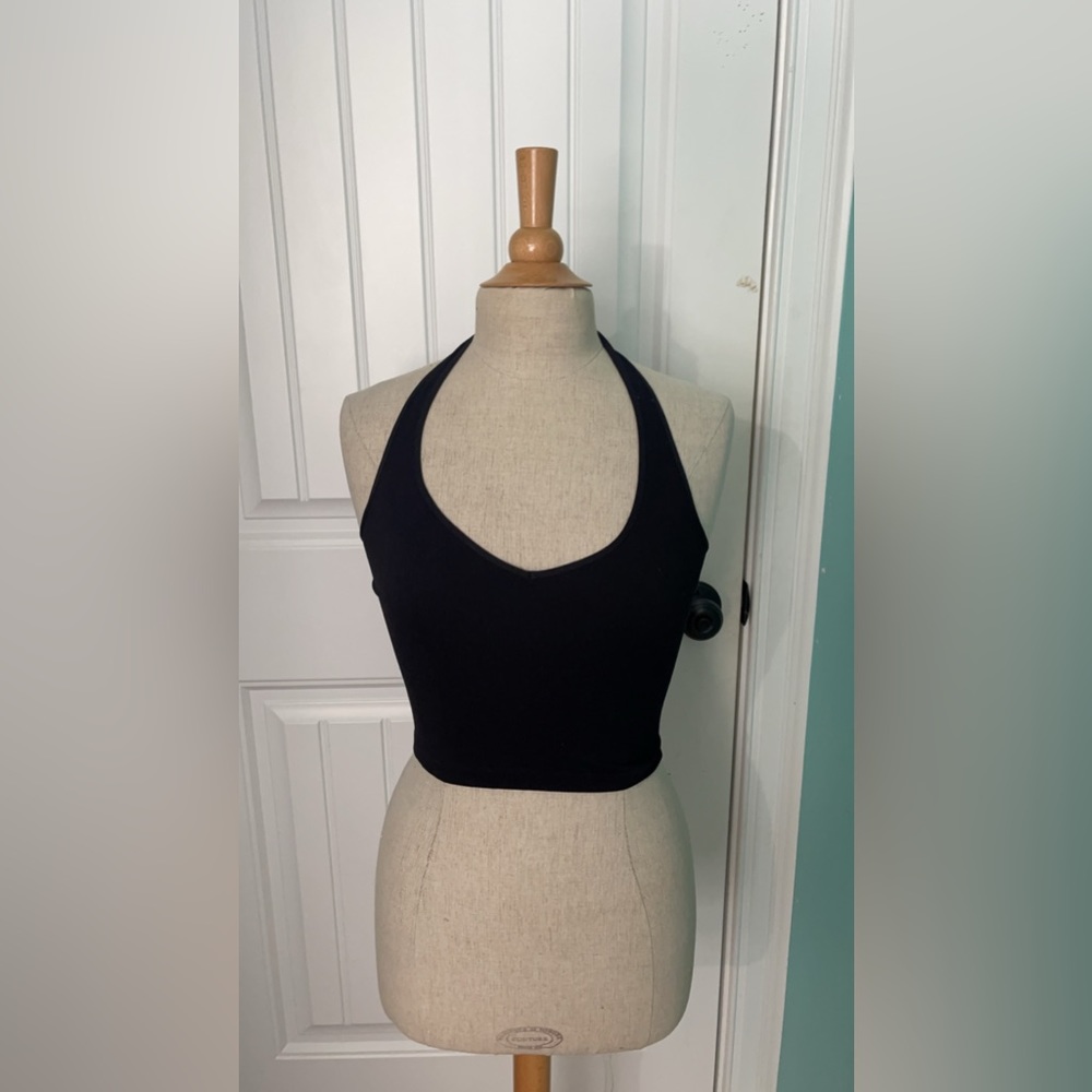black halter crop top